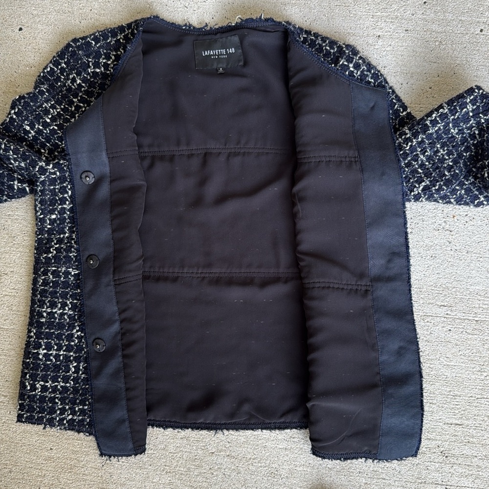 Lafayette 148 NY Black/White Tweed Boxy Jacket Size 8 - Picture 9 of 10